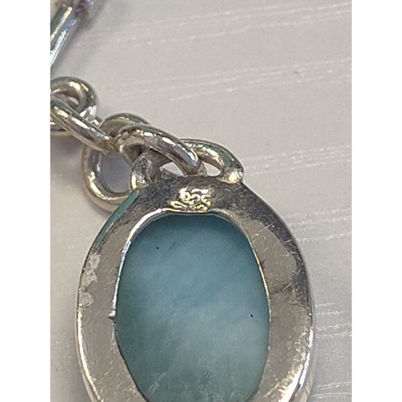 Larimar Sterling Silver 925 Oval Bezel Set Toggle Clasp Tennis Bracelet 7-8.5" - Picture 6 of 6